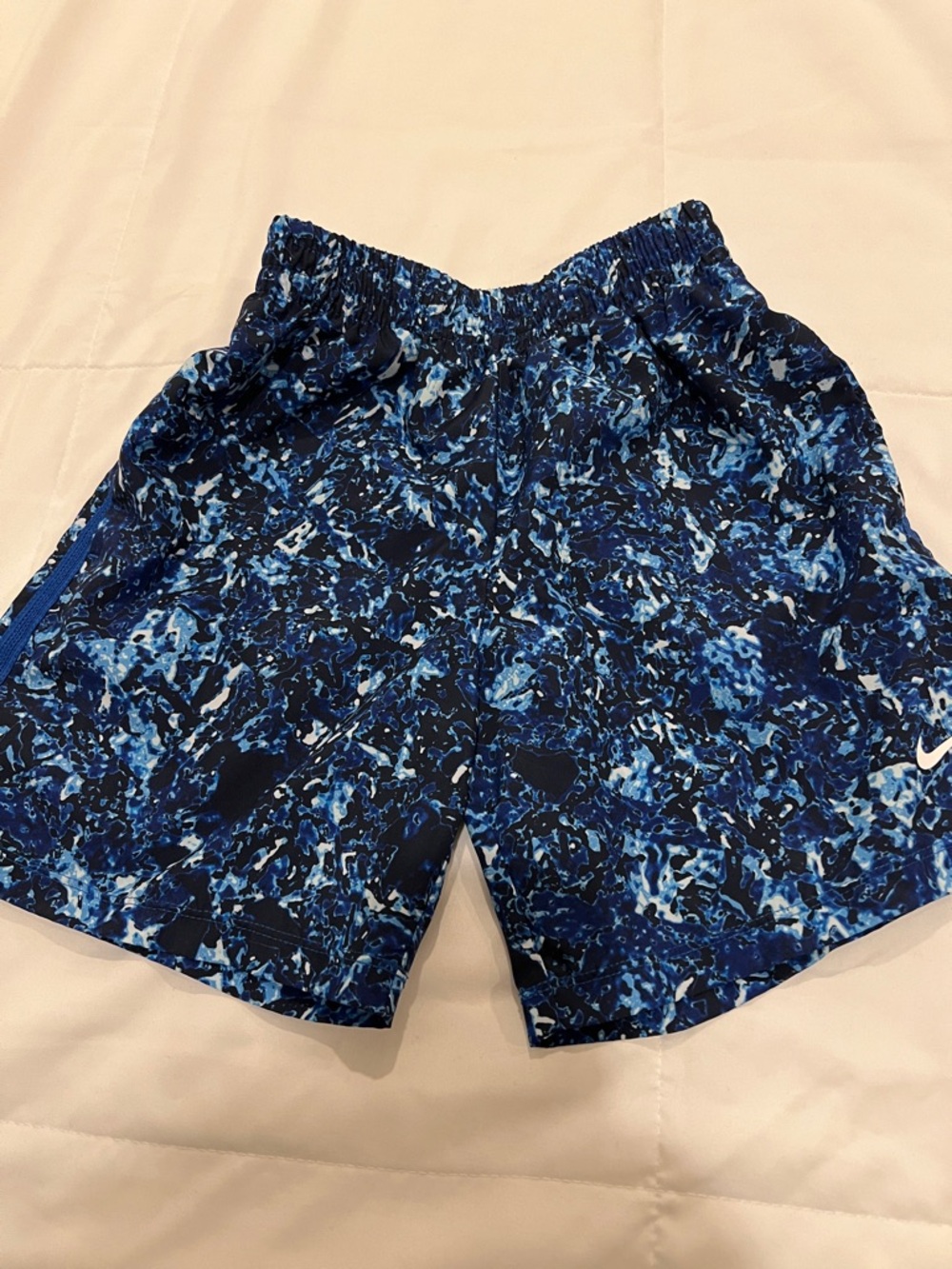 Nike Kids Blue Marble Print Athletic Shorts